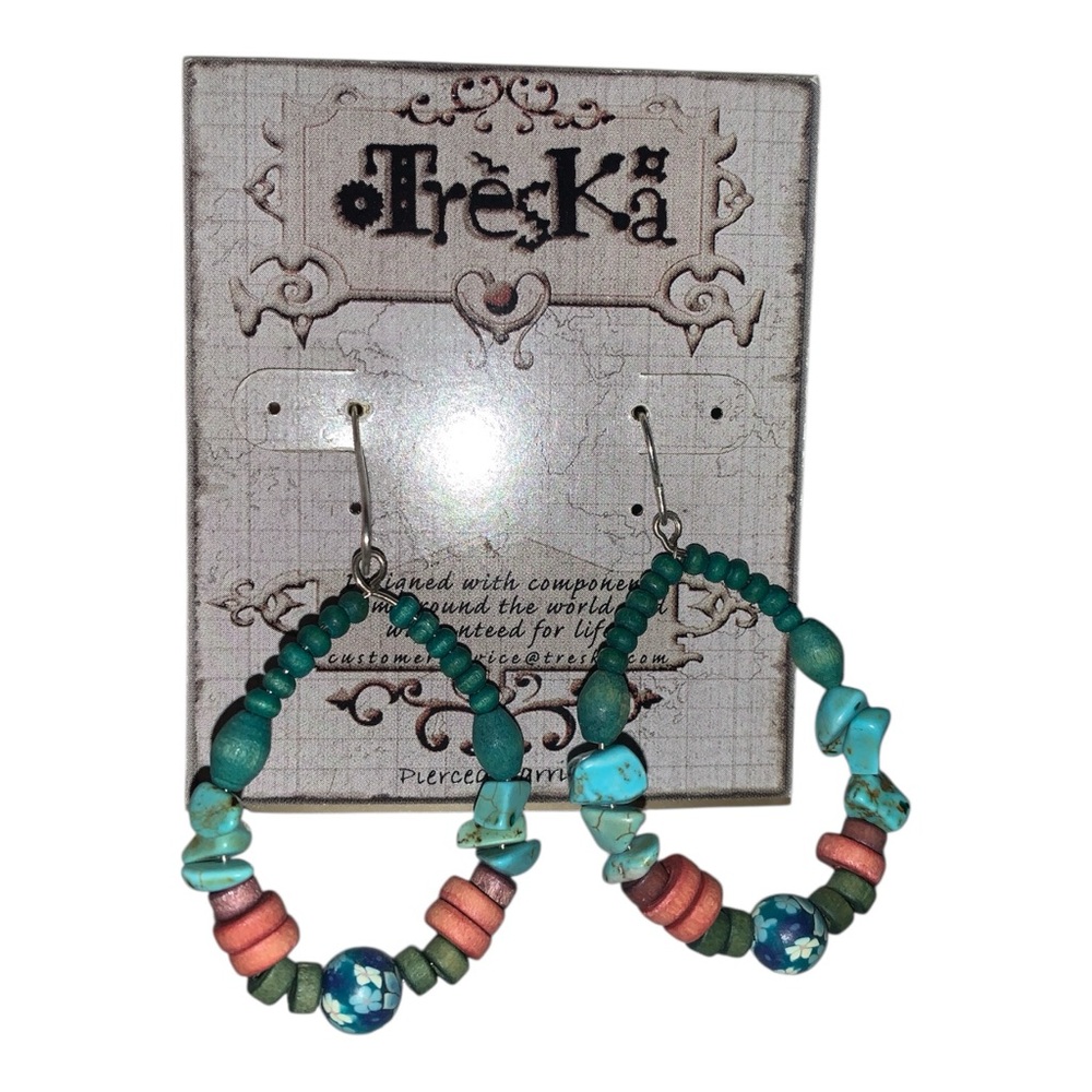 Treska Multicolor Beaded Hoop Earrings